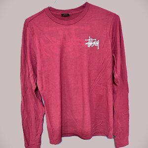 Stussy Basic Burgundy long sleeve Tee T Shirt Men's Small    New without tags